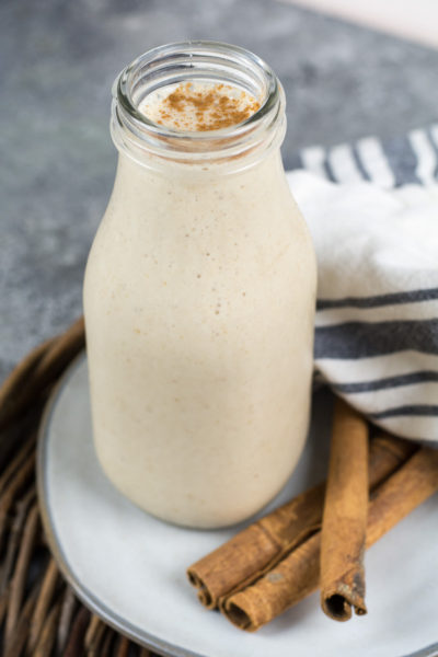 This nut-free Banana Tahini Smoothie tastes just like banana nut bread! This creamy, dairy-free smoothie is a rich and satisfying healthy treat!