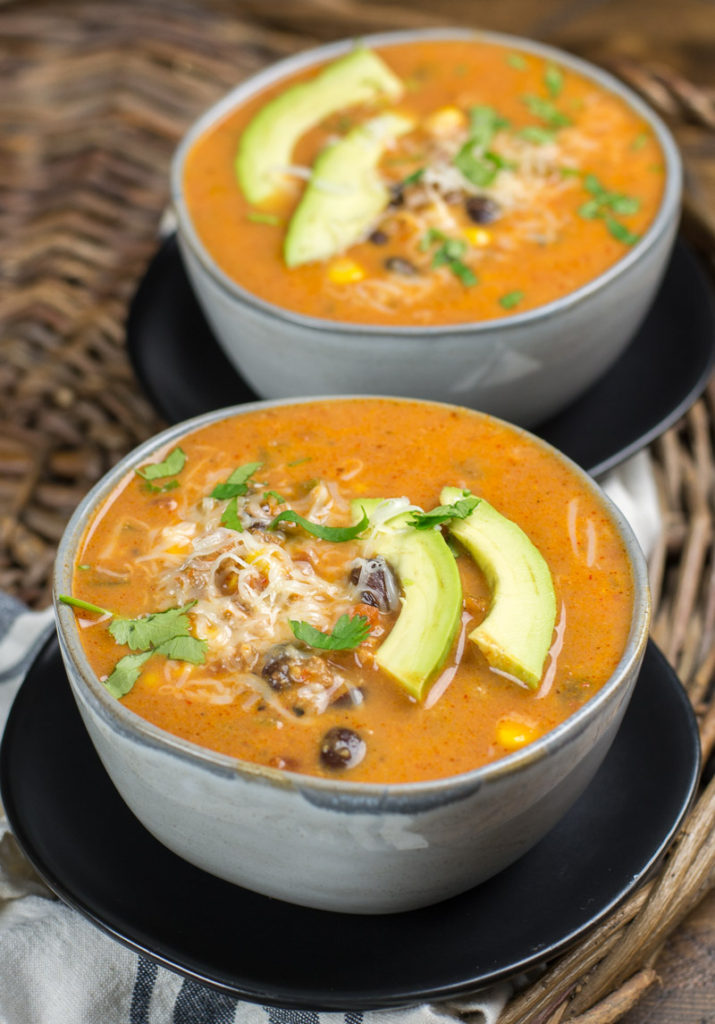 Easy Healthy Taco Soup is an easy meal, packed with vegetables and requires no chopping! With Instant pot, slow cooker and stovetop instructions, this soup can be made any way you like it!