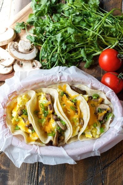 Healthy Meatless Mushroom Breakfast Tacos are full of flavor and delicious ingredients! They are the perfect balanced breakfast to start your day.