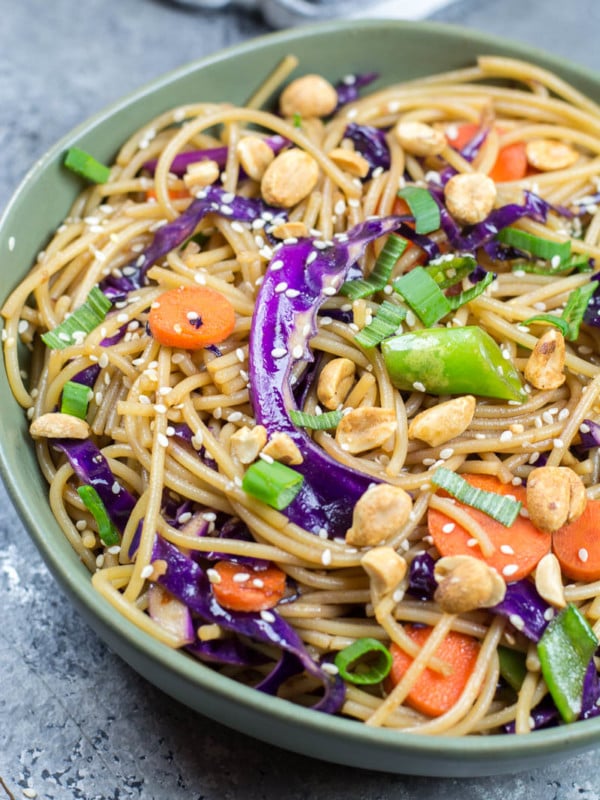 Vegetable lo mein is a delicious Asian noodle stir fry that can be made in 20-minutes right at home! This vegan recipe is a versatile staple you will want to make again and again.