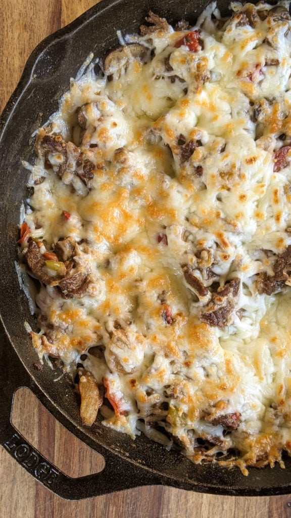 One Pan Keto Philly Cheesesteak Recipe is under 4 net carbs and ready in 30 minutes! This family-friendly meal is a keto diet staple.
