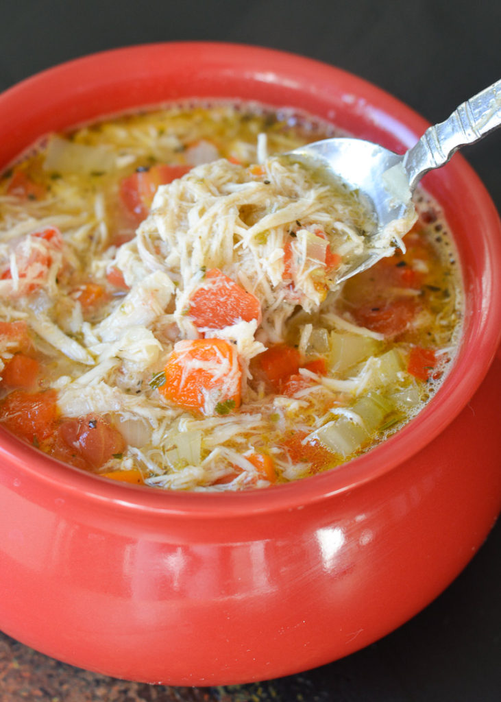 This Easy Keto Chicken Soup is packed with shredded chicken, and tons of vegetables swimming in a flavorful broth! At about 8 net carbs this is the ultimate low carb comfort food!