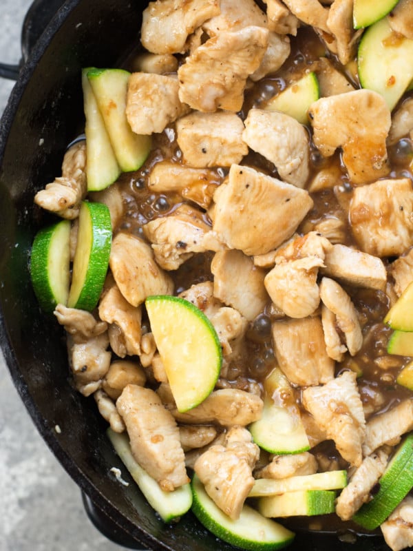 This Keto Chicken Zucchini Stir-Fry is a low carb, one pan dinner recipe. Each serving of this chicken vegetable stir-fry has about 2 net carbs!