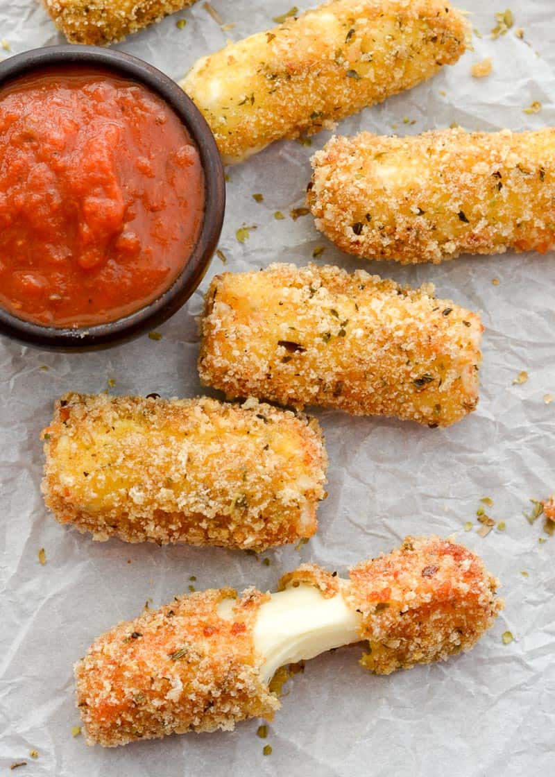 These crispy Air Fryer Keto Mozzarella Sticks are just under 2 net carbs per serving!