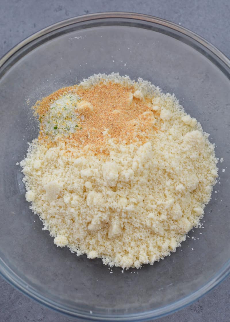 almond flour and seasonings in a glass bowl