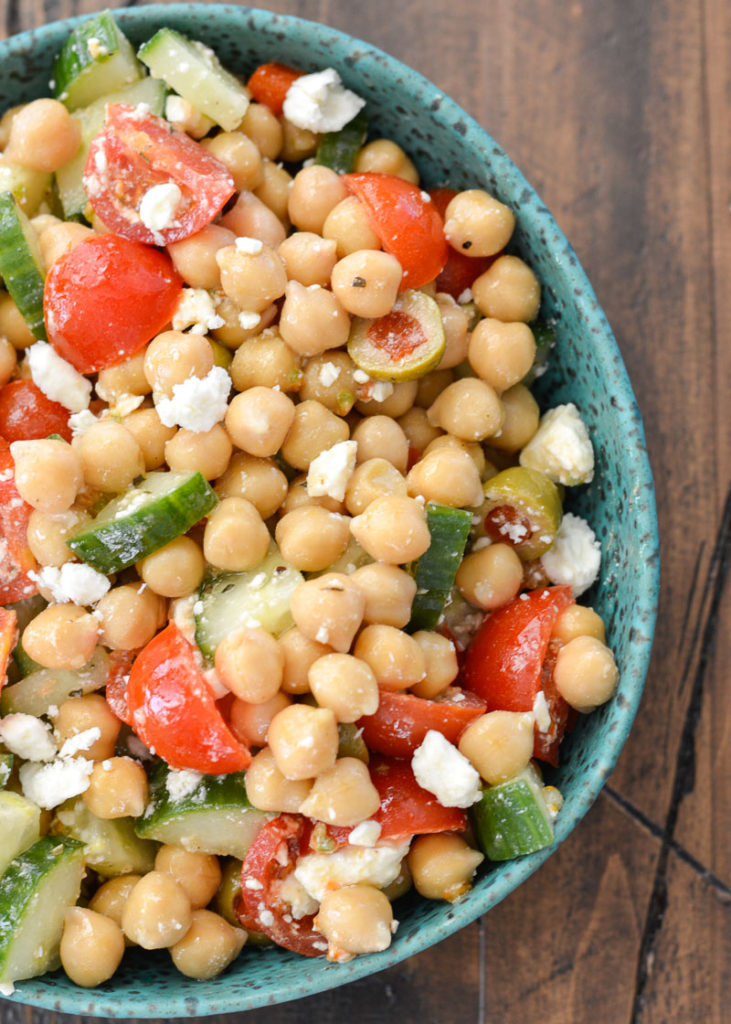 This Easy Chickpea Cucumber Salad features fresh vegetables and a tangy lemon vinaigrette. You will love this healthy salad for simple weekly meal prep!
