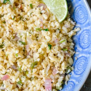 This one pan, keto-friendly Cilantro Lime Cauliflower Rice is loaded with flavor! This is the perfect low carb rice substitute!