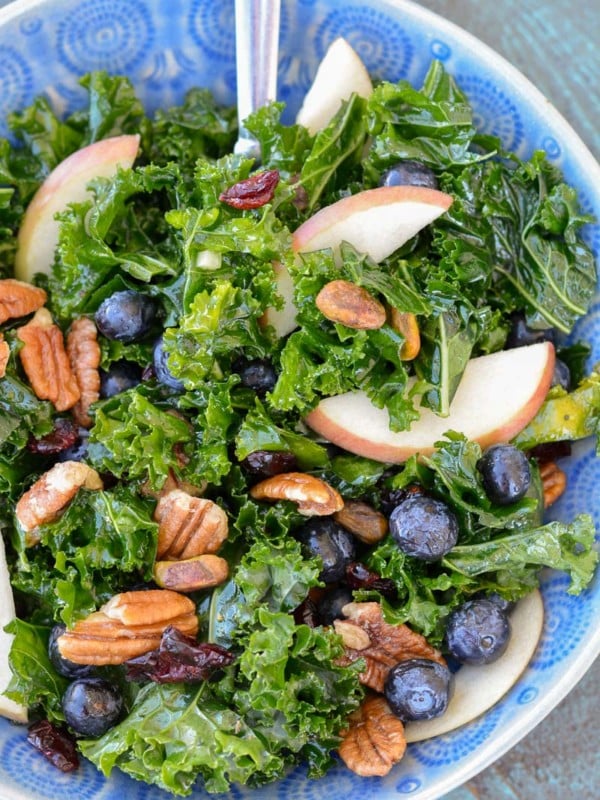 ultimate Fall salad! Packed with crisp apples, sweet dried cranberries and salty nuts this is the perfect healthy salad recipe!