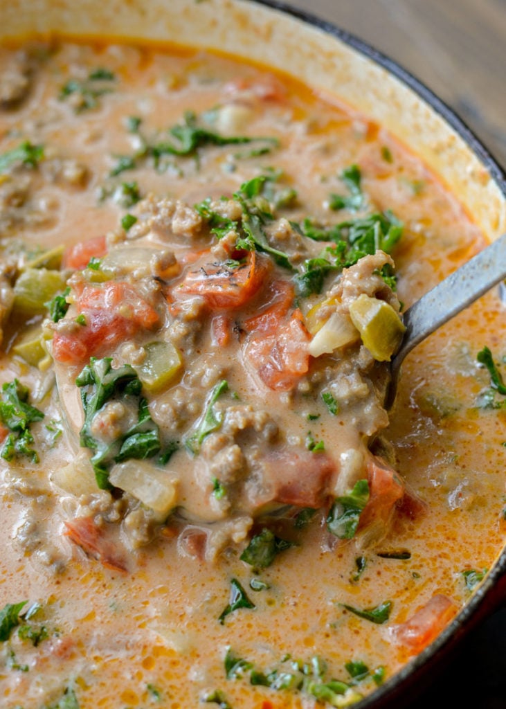 This delightful, creamy soup is loaded with browned sausage and vegetables! Try this easy Cheesy Italian Sausage Soup for the ultimate low carb, keto-friendly comfort food! 