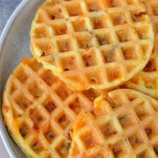 This Jalapeño Cheddar Chaffle recipe is perfect for keto meal prep! Each crispy, cheesy waffle has just 1.5 net carbs!