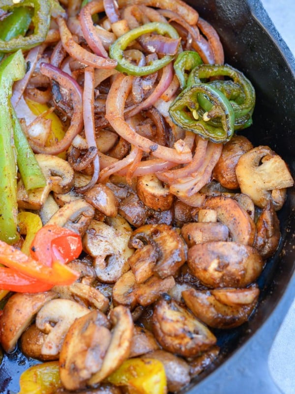 These savory Fajita Veggies are the perfect low carb side for your favorite grilled meats! You can also wrap them in a warm tortilla for excellent Vegetarian Fajitas!