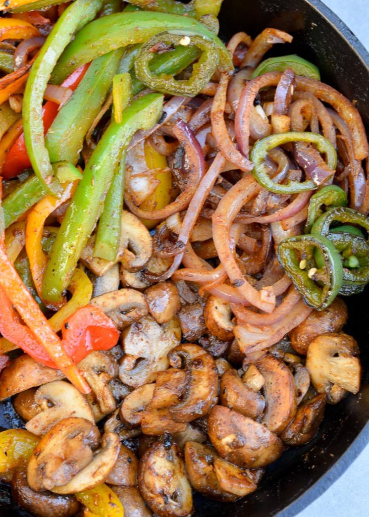 These savory Fajita Veggies are the perfect low carb side for your favorite grilled meats! You can also wrap them in a warm tortilla for excellent Vegetarian Fajitas! 
