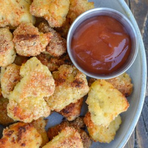 in the air fryer that are perfectly crispy and crunchy! These easy air fryer chicken nuggets are also low carb and gluten free!