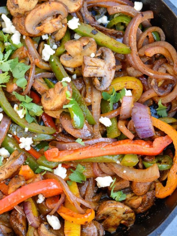 These savory Fajita Veggies are the perfect low carb side for your favorite grilled meats! You can also wrap them in a warm tortilla for excellent Vegetarian Fajitas!