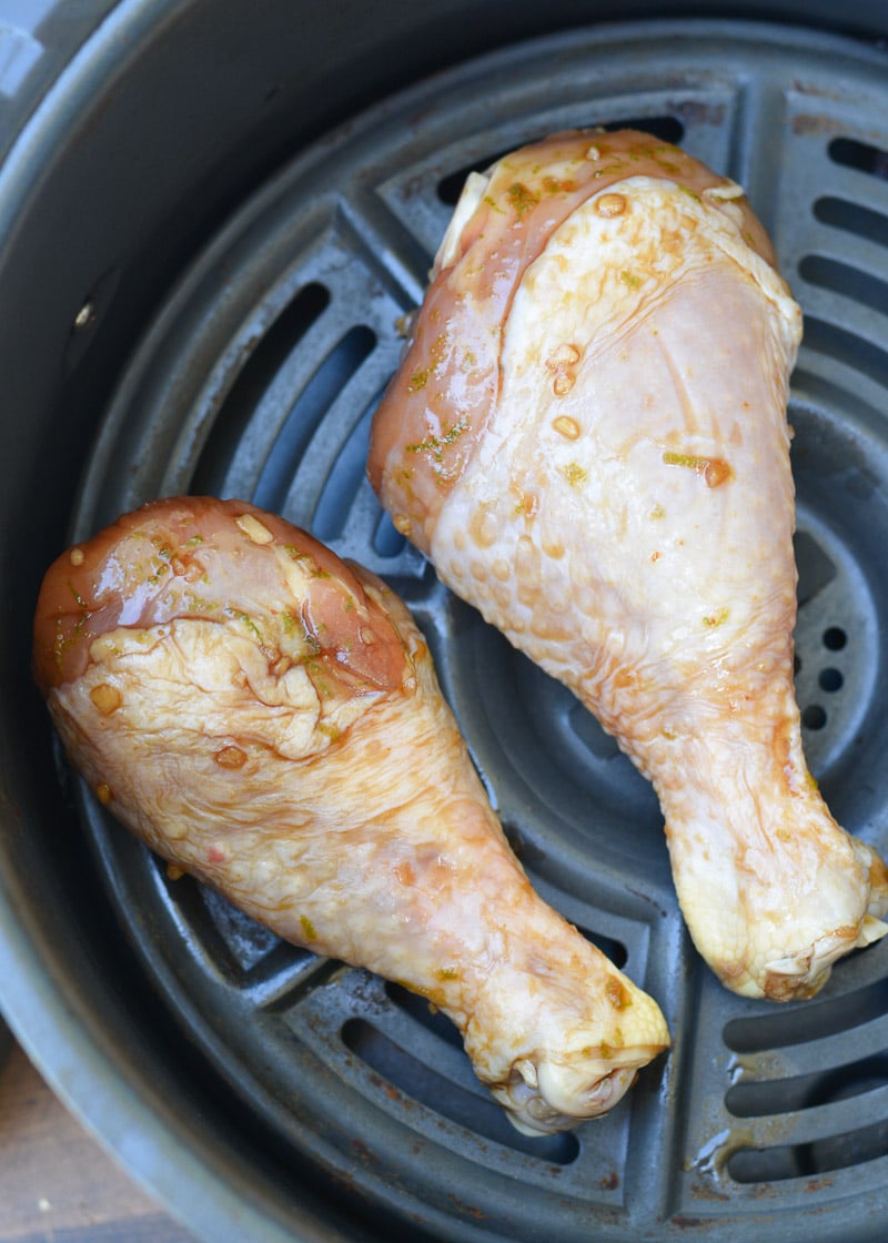 These amazing Air Fryer Chicken Legs with an easy marinade recipe require just 15 minutes of cooking for a juicy, flavorful low-carb meal!