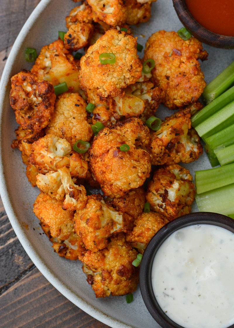 This Air Fryer Cauliflower is the perfect keto side dish! Ready in under twenty minutes and only 3.3 net carbs, this spicy appetizer is going to be gone in seconds!
