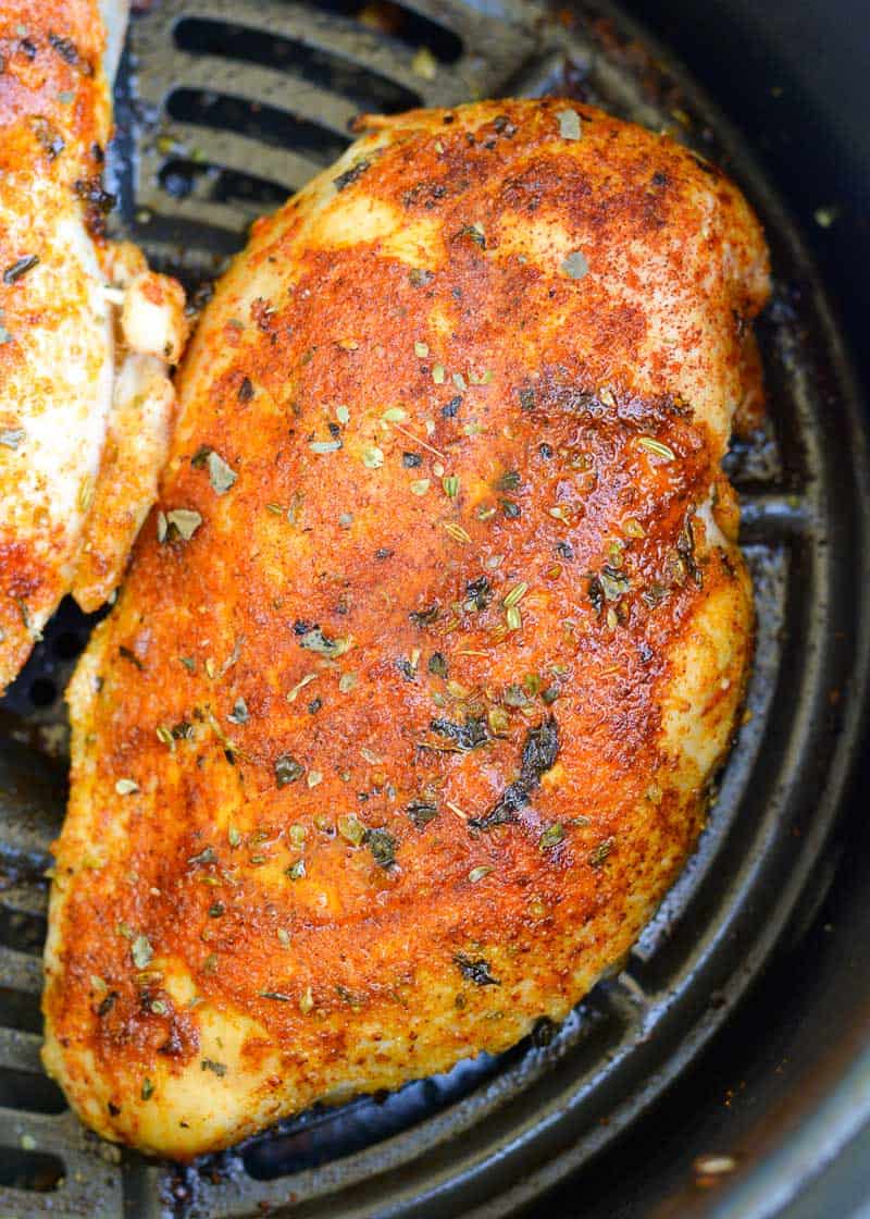 This easy Air Fryer Chicken is ready in 15 minutes and perfect for a keto dinner! This chicken recipe is juicy, tender, and takes barely any effort!