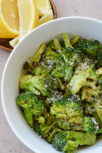 This Air Fryer Frozen Broccoli is ready in only a few minutes and has just 3.6 net carbs per serving! This is an easy keto side dish that you'll make again and again!