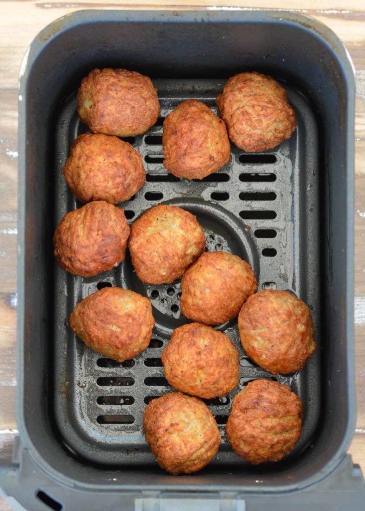 cooked meatballs in air fryer