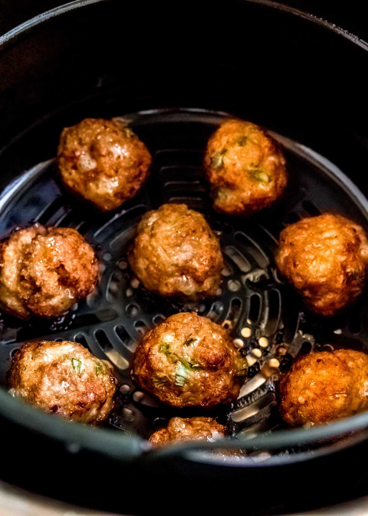 Asian meatballs cooked in the air fryer