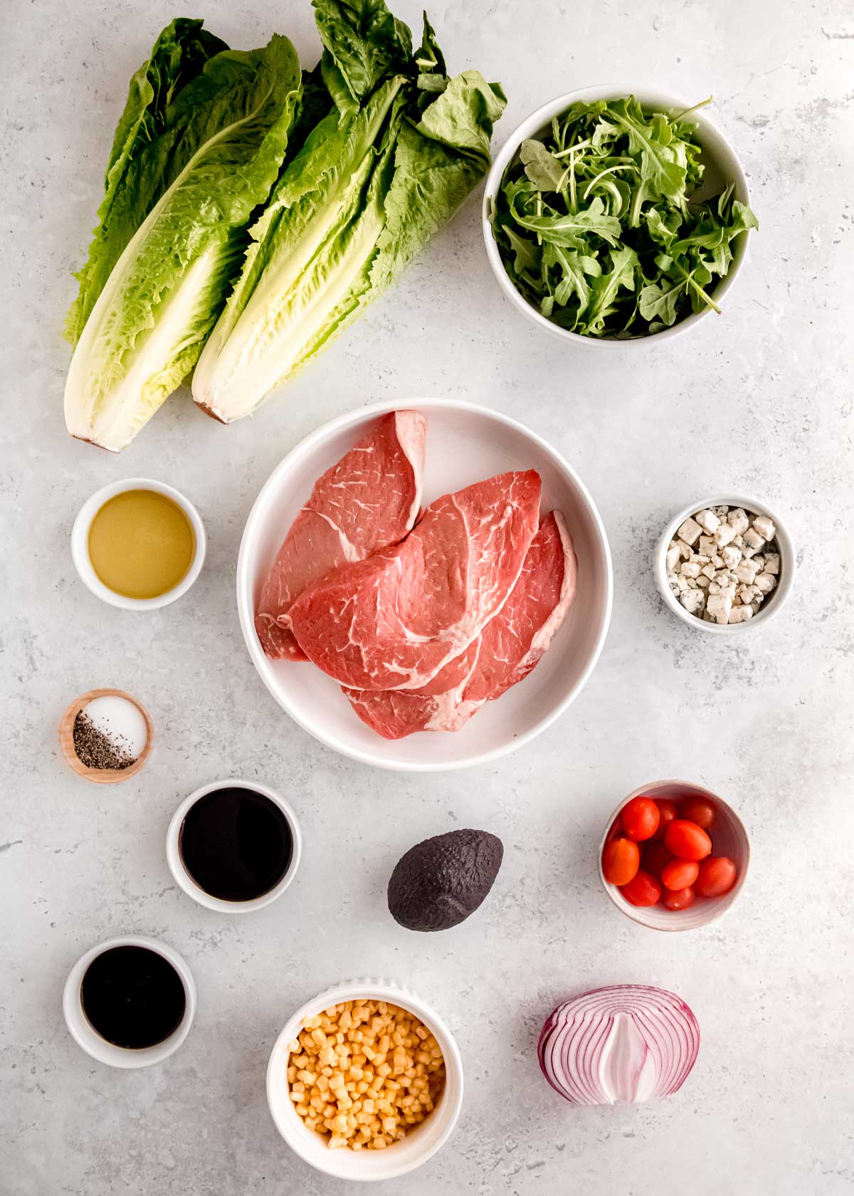 ingredients for an amazing steak salad
