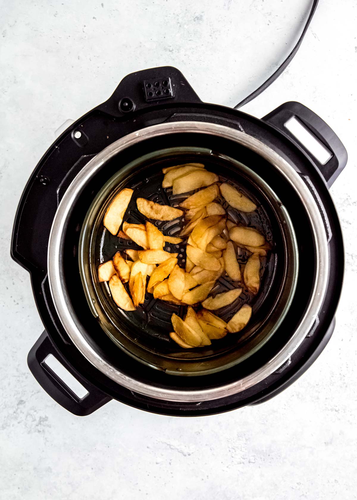 cooked buttered apples in air fryer