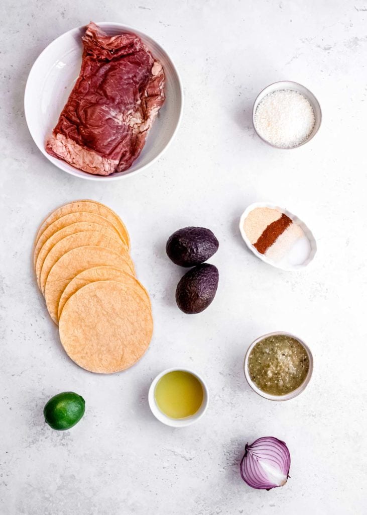ingredients for steak tacos