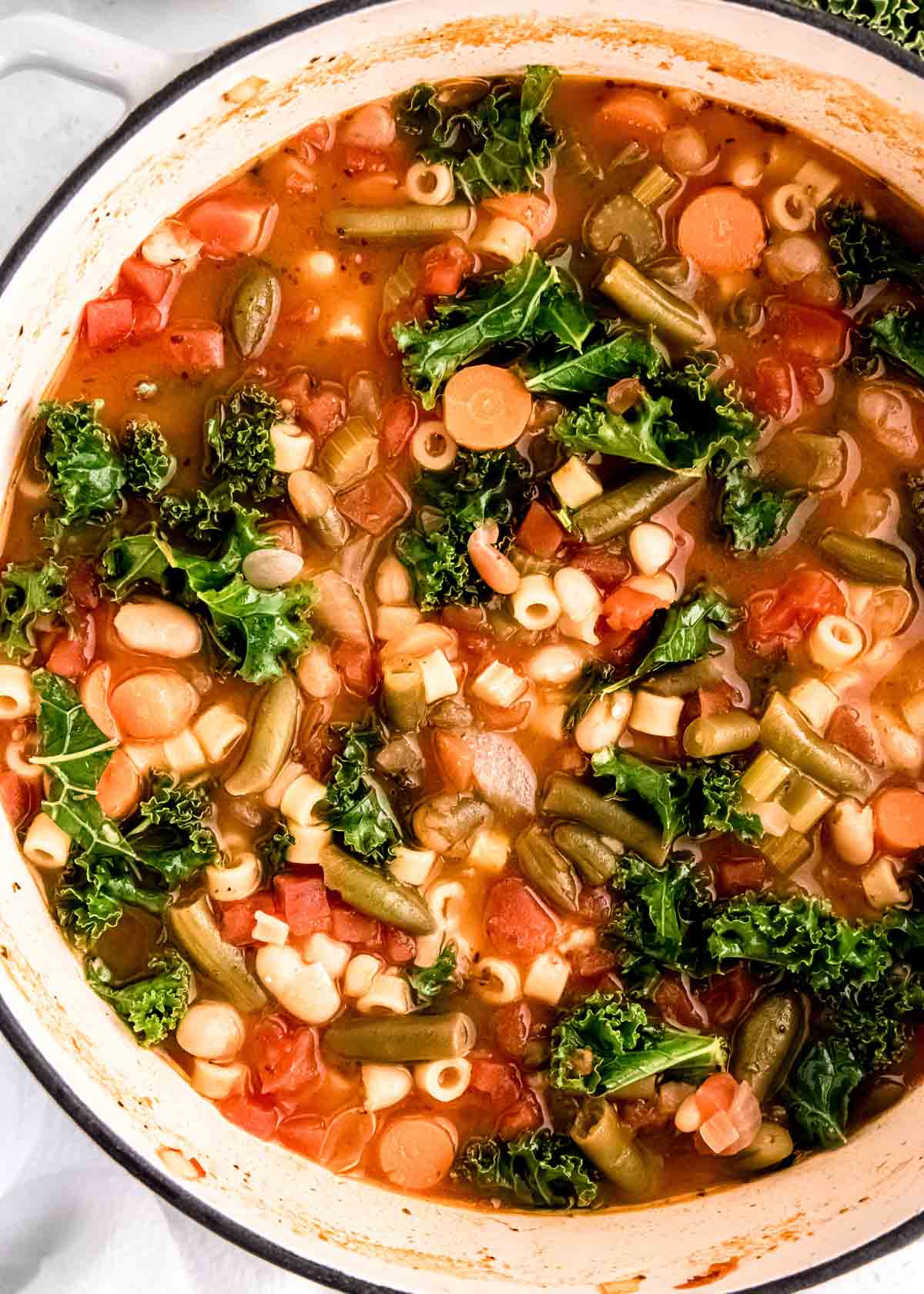 large pot of classic minestrone soup