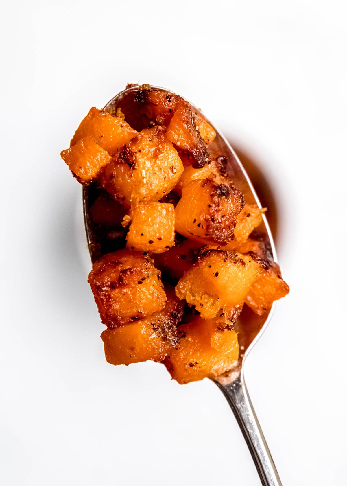 a spoonful of cooked, air fryer butternut squash