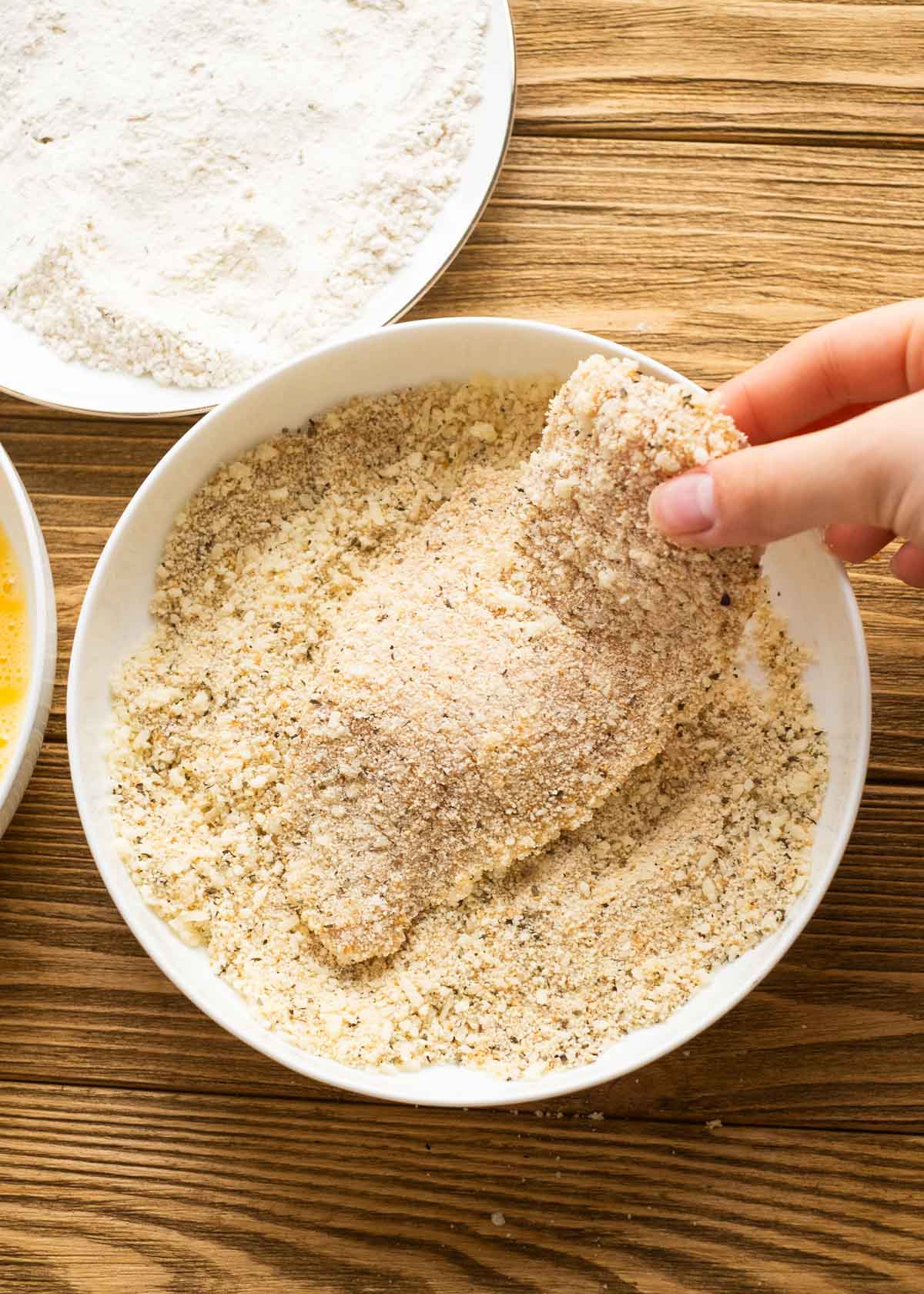 chicken covered in breadcrumbs