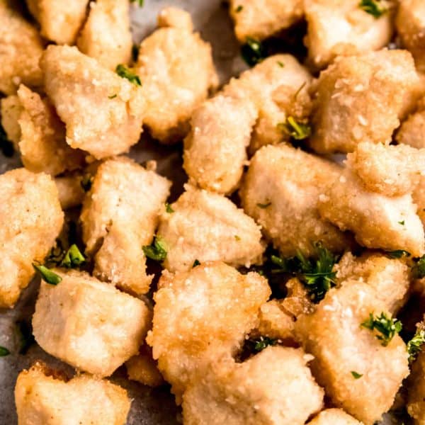 close up shot of parmesan chicken bites