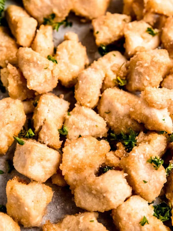 close up shot of parmesan chicken bites