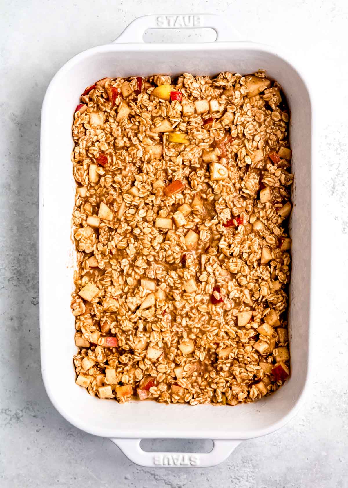 oatmeal base in a greased 9x13 casserole dish