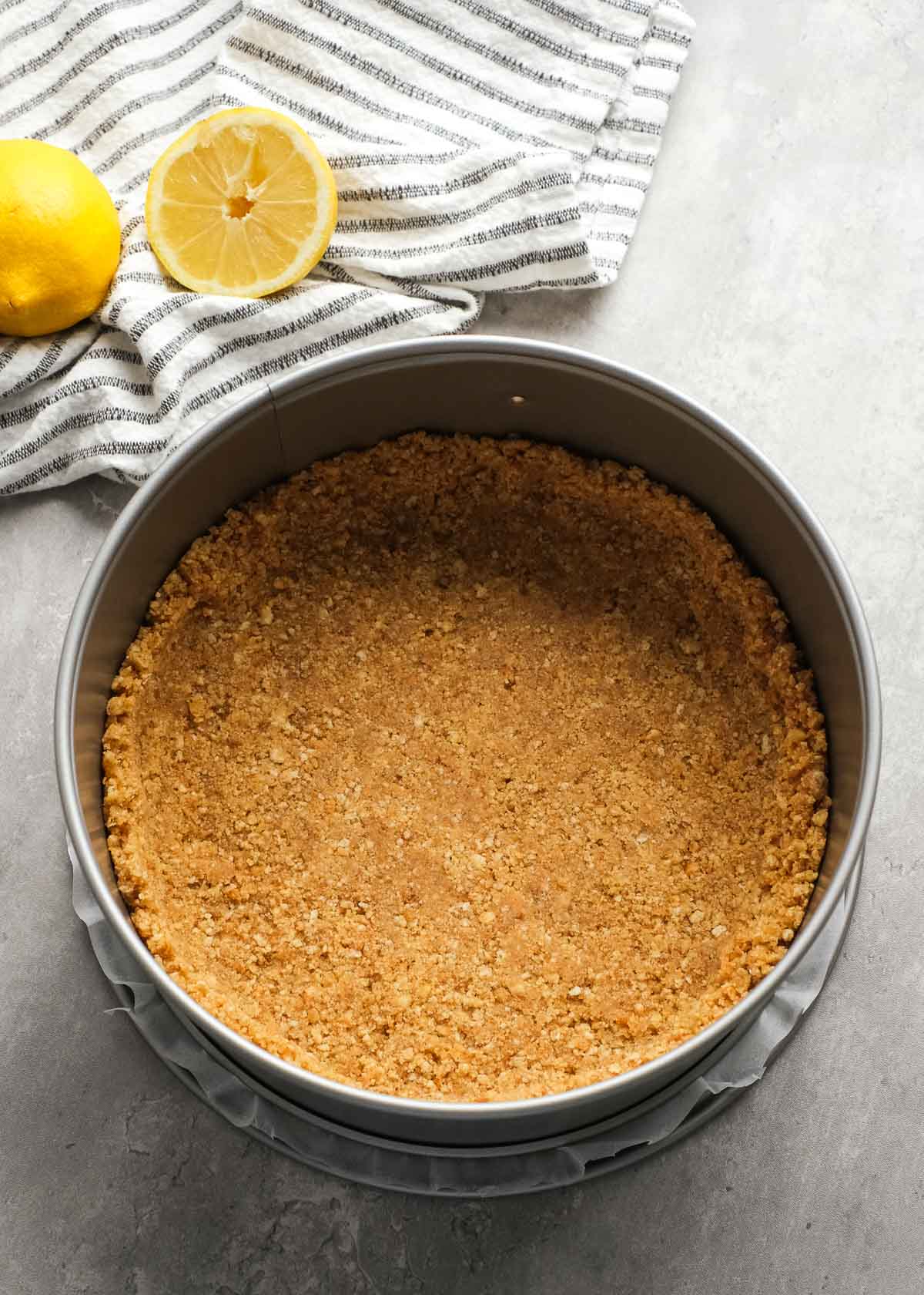 graham cracker crust pressed into a springform pan