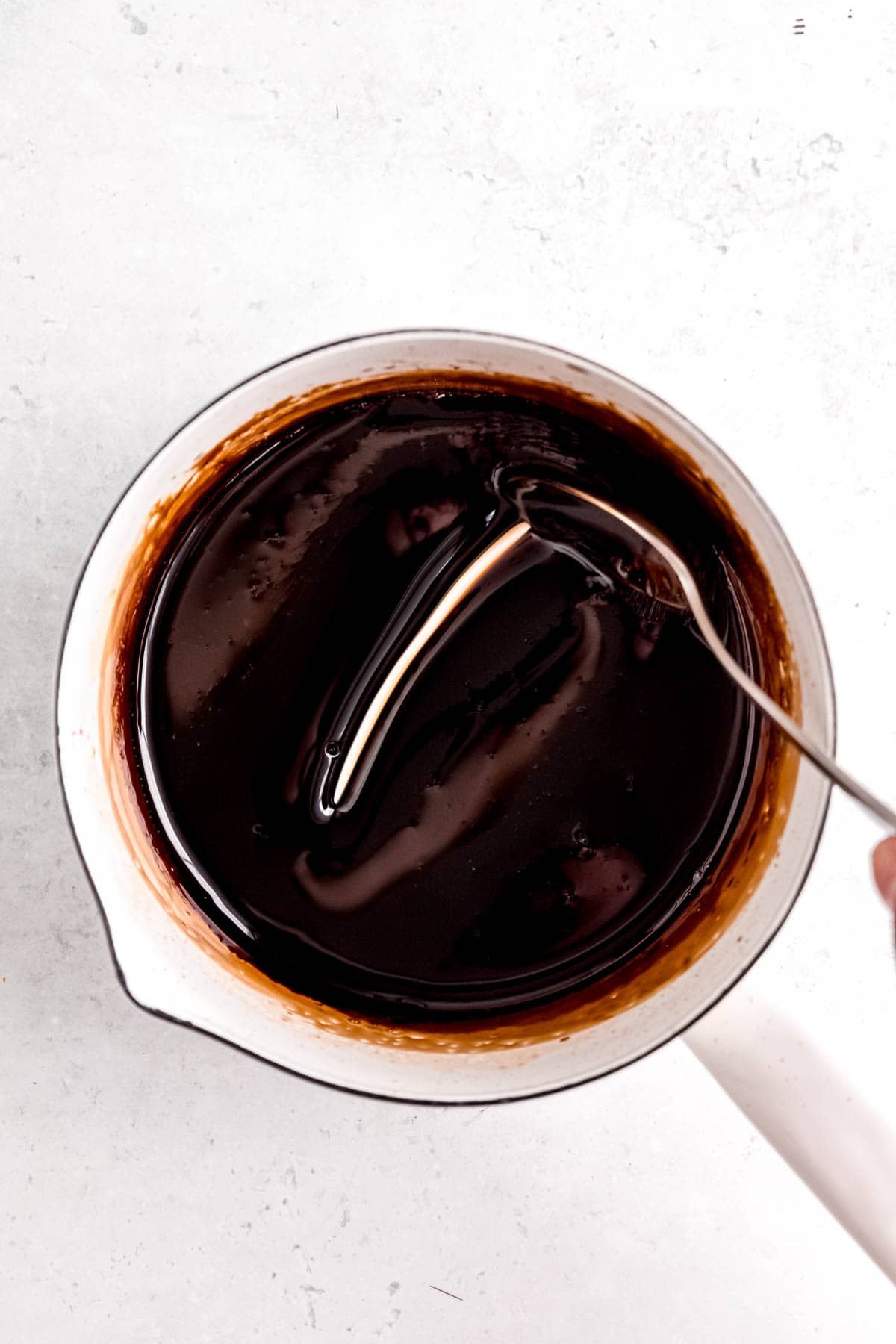 thick balsamic glaze in a pot