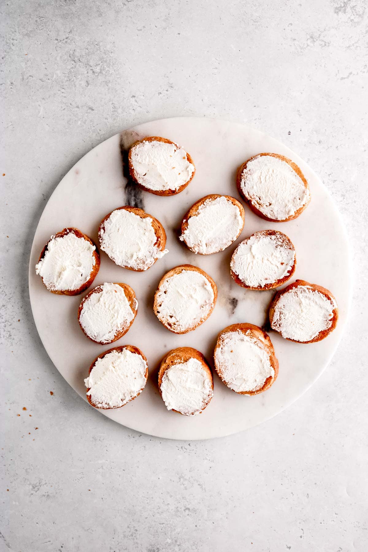 slices of bread toasted and topped with goat cheese