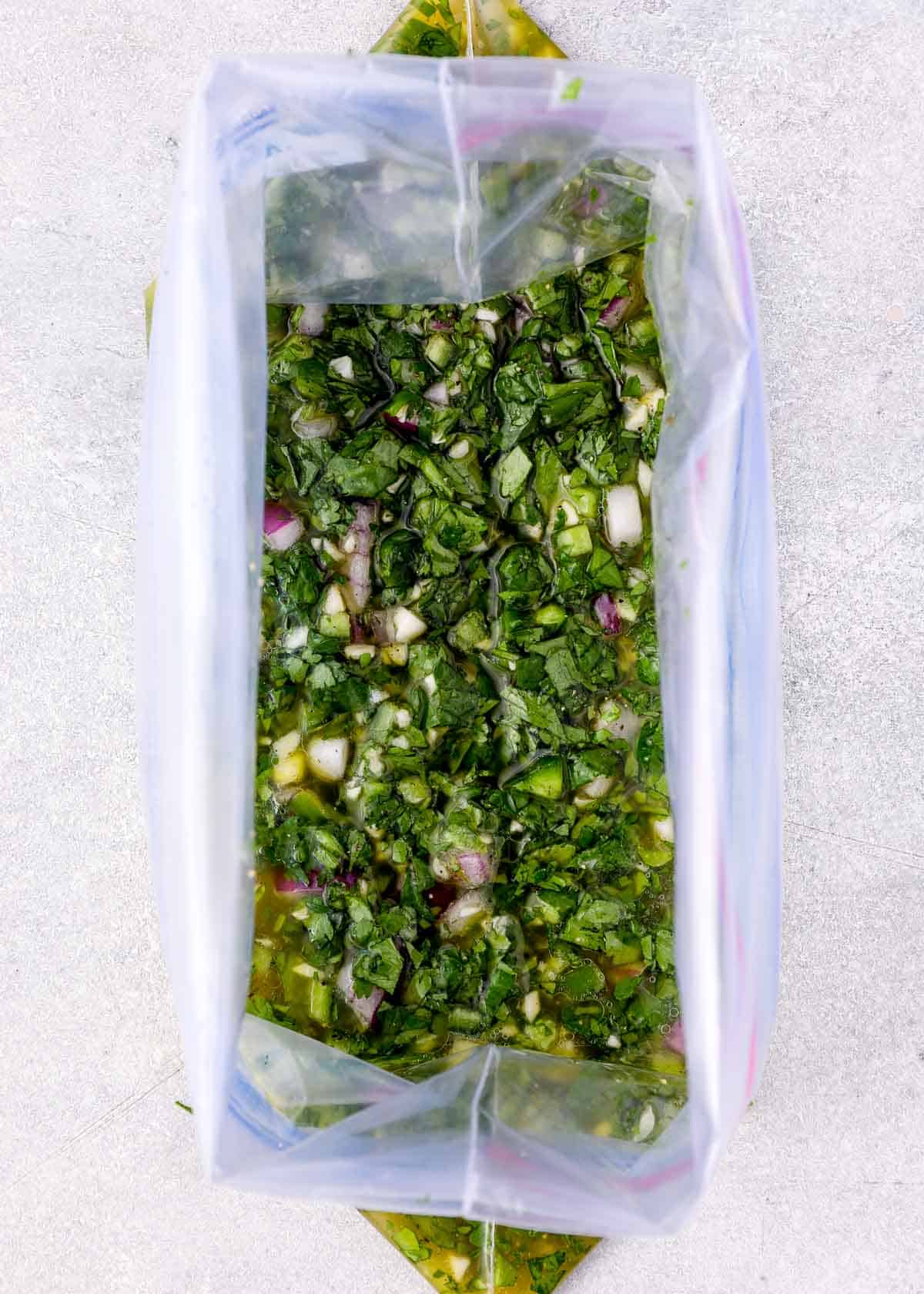 combined fajita marinade in a plastic bag